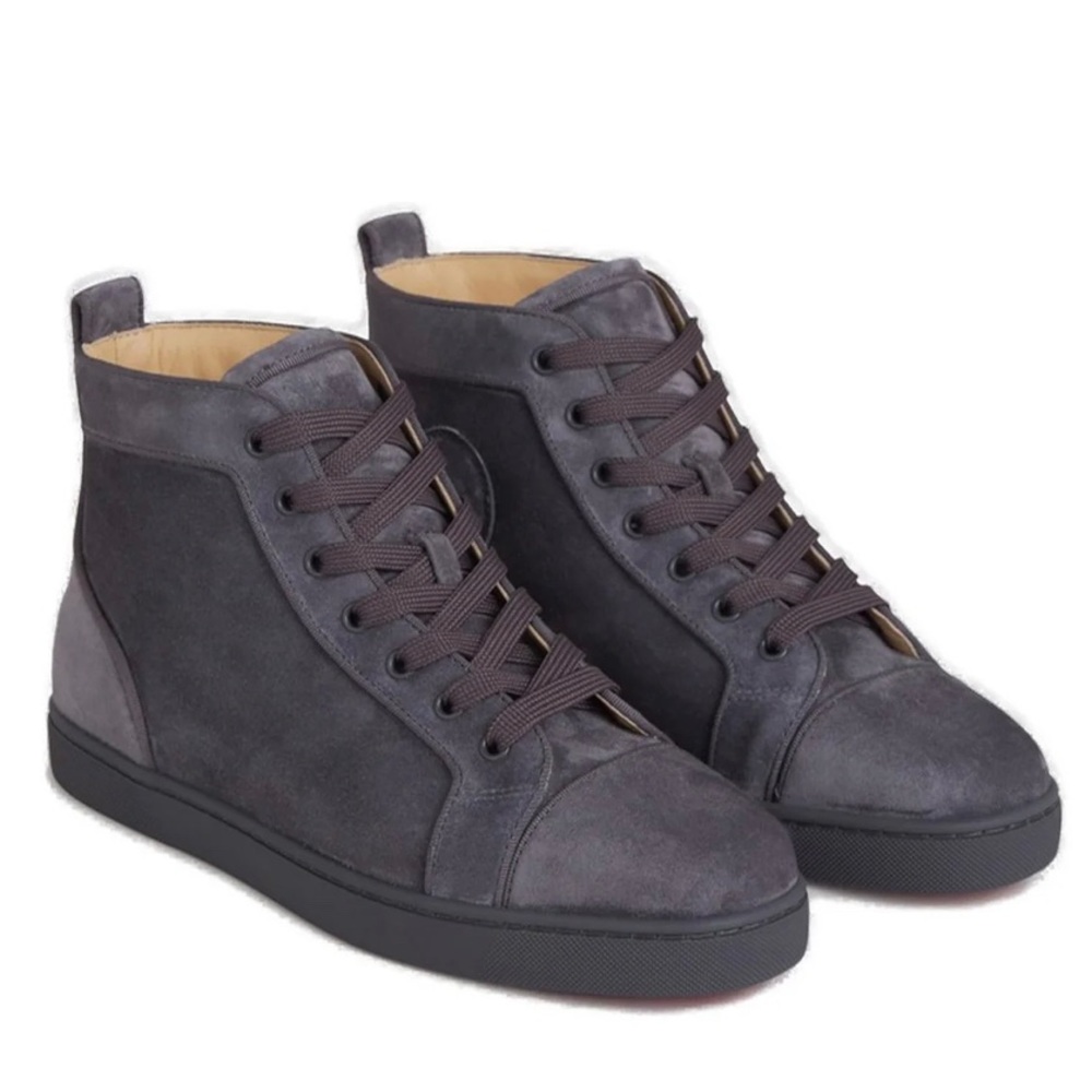 Men Grey Christian Louboutin Louis Suede High-Top Sneaker Size:44 New Season